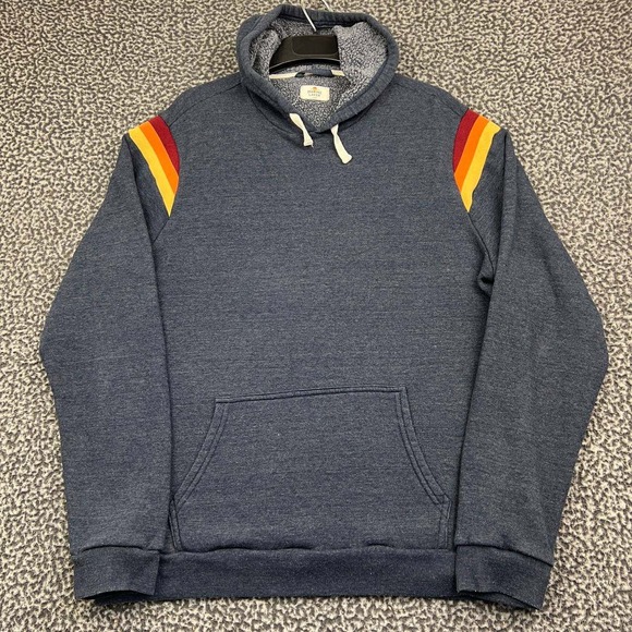 Marine Layer Other - Marine Layer Hoodie Men Large Blue Retro Stripe Sherpa Lined Long Sleeve L